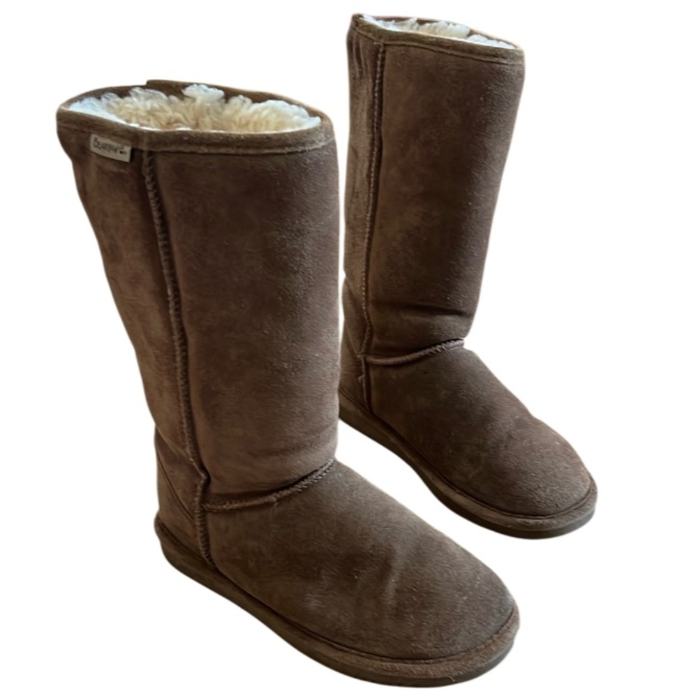 BEARPAW WOMENS EMMA TALL CLASSIC SUEDE SLIPON BOOTS COMFORTABLE WINTER BOOT SZ 7